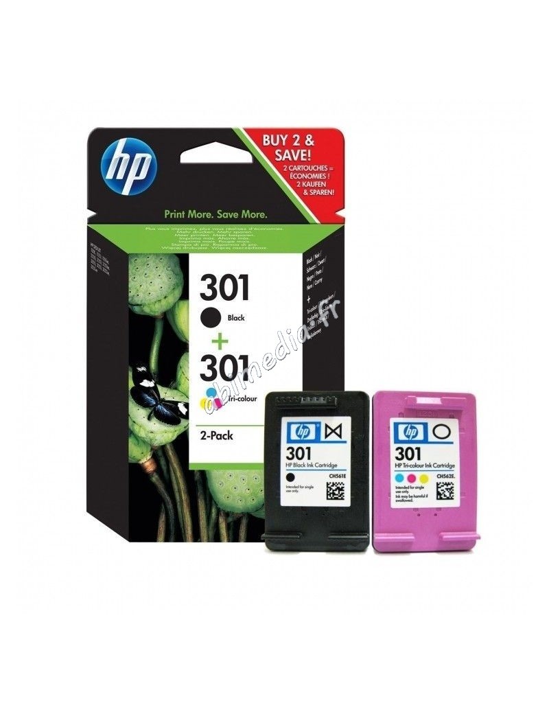 HP 301 pack de 2 cartouches d'encre noir/couleurs - ABIMEDIA