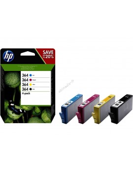 HP 364 pack de 4 cartouches d'encre noir/cyan/magenta/jaune - ABIM...